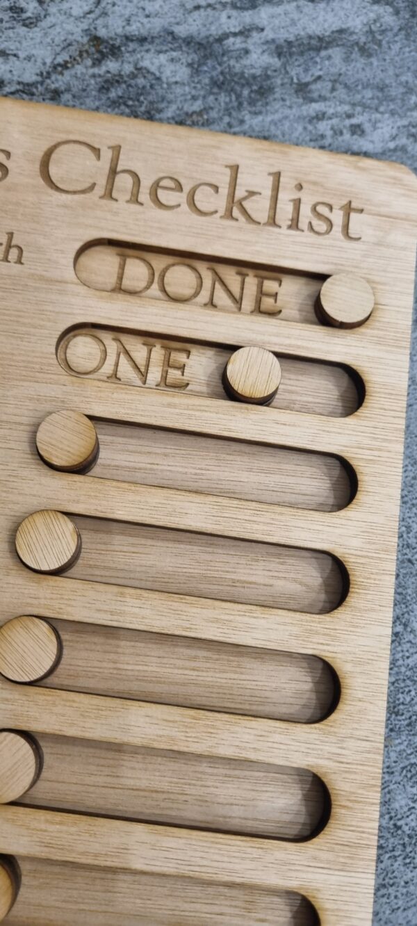 Personalised Wooden Kids Checklist / Routine Board / To Do list / Chores List / Schedule Reminder - Children's Gift, Autism Routine, In/Out - Image 2