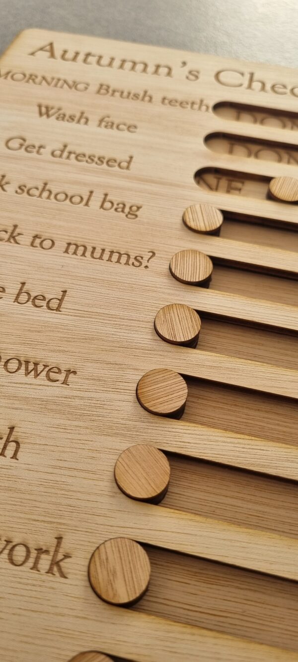 Personalised Wooden Kids Checklist / Routine Board / To Do list / Chores List / Schedule Reminder - Children's Gift, Autism Routine, In/Out - Image 4