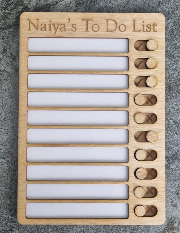 Personalised Whiteboard Wooden Kids Checklist / Routine Board / To Do list / Schedule Reminder - Children's Gift, Autism Routine, In/Out - Image 7