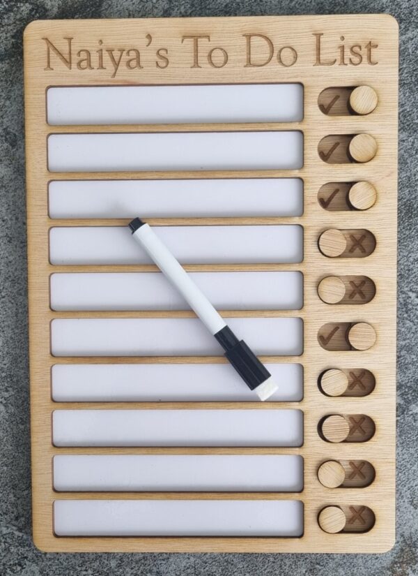 Personalised Whiteboard Wooden Kids Checklist / Routine Board / To Do list / Schedule Reminder - Children's Gift, Autism Routine, In/Out