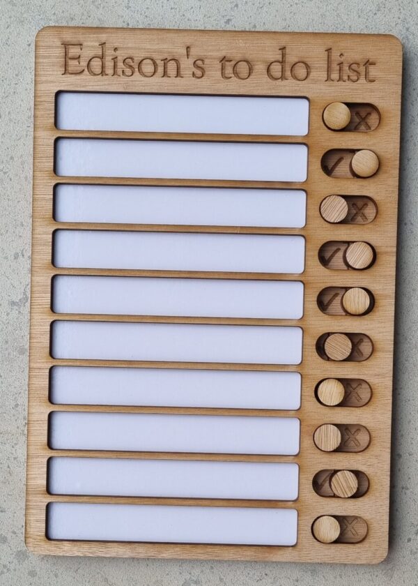 Personalised Whiteboard Wooden Kids Checklist / Routine Board / To Do list / Schedule Reminder - Children's Gift, Autism Routine, In/Out - Image 3