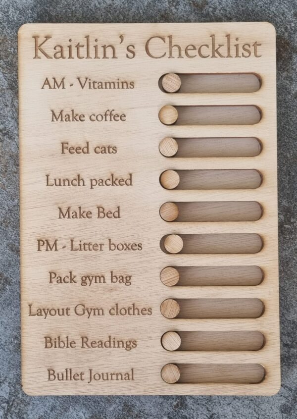 Personalised Wooden Kids Checklist / Routine Board / To Do list / Chores List / Schedule Reminder - Children's Gift, Autism Routine, In/Out - Image 3