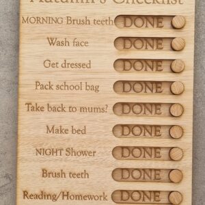 Personalised Wooden Kids Checklist / Routine Board / To Do list / Chores List / Schedule Reminder - Children's Gift, Autism Routine, In/Out - Image 7
