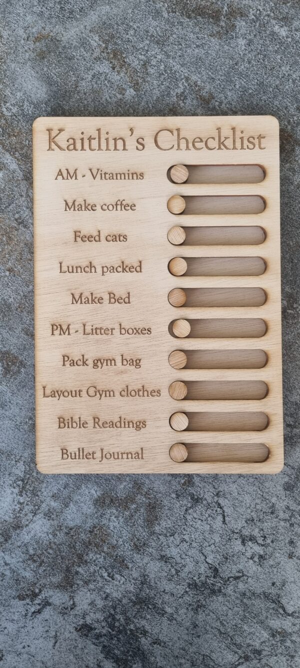 Personalised Wooden Kids Checklist / Routine Board / To Do list / Chores List / Schedule Reminder - Children's Gift, Autism Routine, In/Out - Image 8