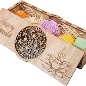 Homemade Mithai Shaped Candles In A Personalised Wooden Box